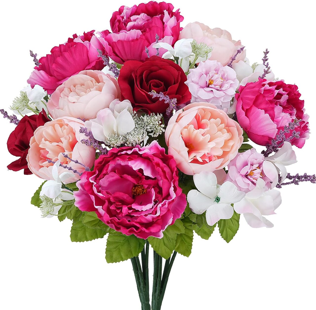 Spring Cemetery Flowers for Grave, 2 Bundles 18'' Artificial Silk Flowers